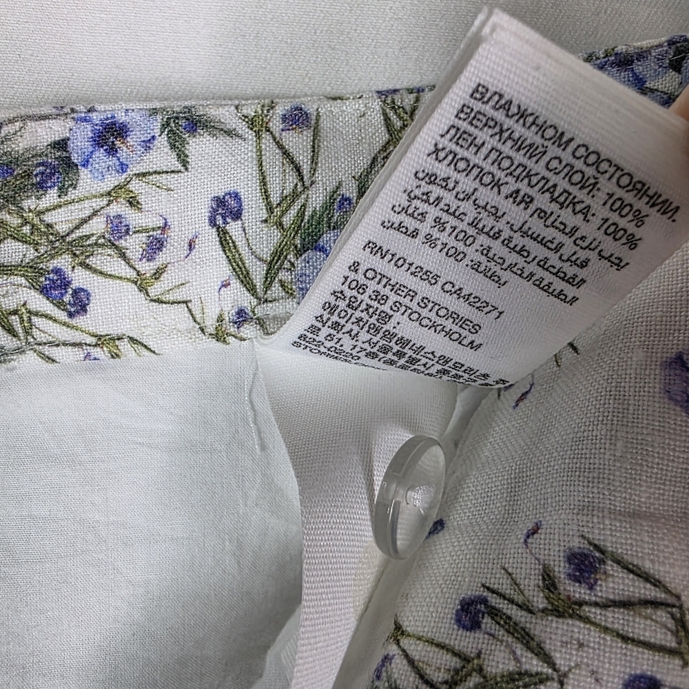 & Other Stories White Floral High Waist Belted Shorts - Picture 9 of 15